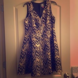 Black and gold cocktail dress